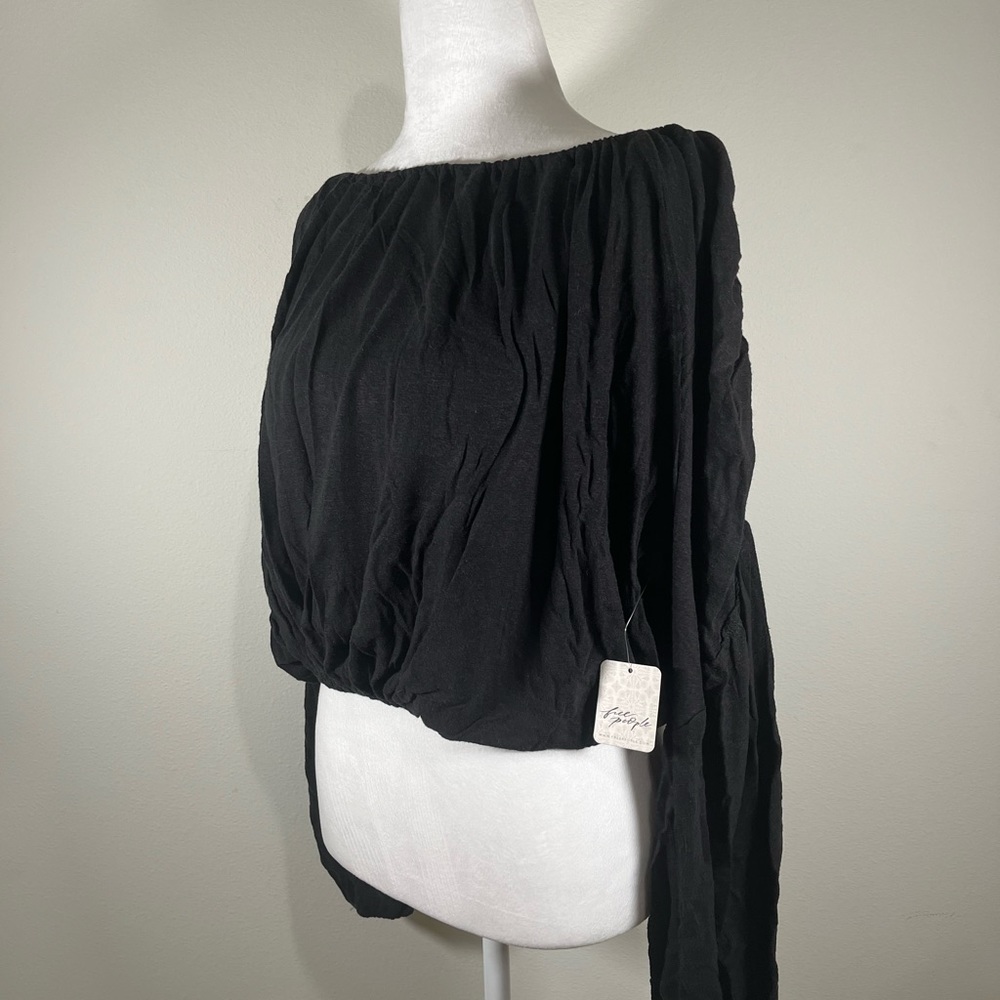 NWT Free People In a Dream Ruched Linen Blend Crop Top - Picture 4 of 10